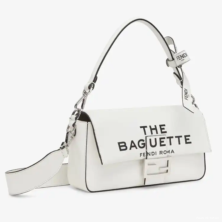 Affordable HOT Baguette Fendi Baguette Nappa In Bag Leather The Medium White Motif 0514